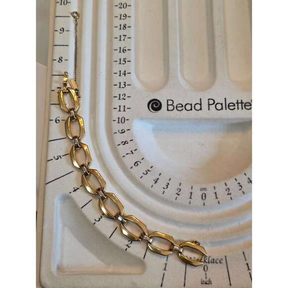 Monet Gold-Tone Link Bracelet With Safety Chain - Vintage Style Jewelry Accessor - Picture 4 of 10